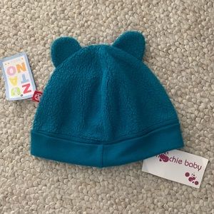 Zutano teal fleece 12M hat